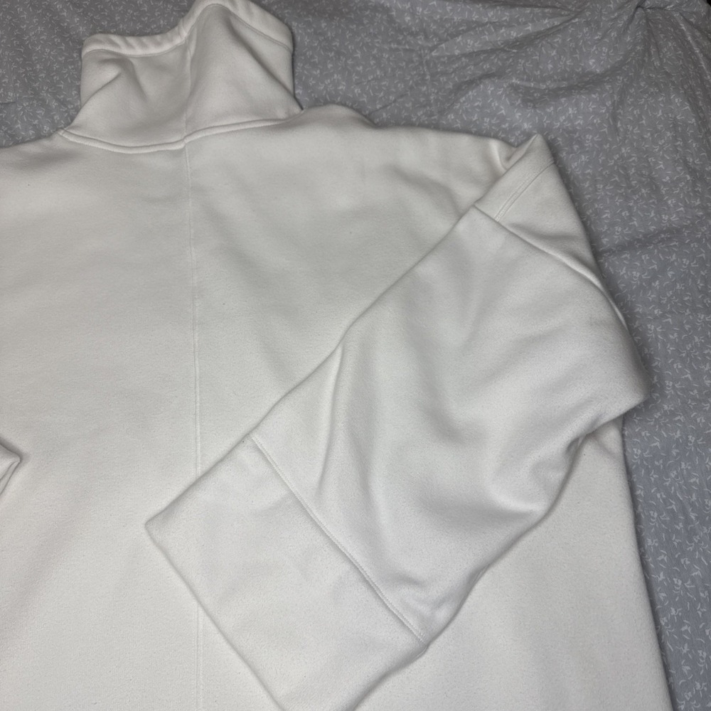 Athleta White Fleece Mock Neck Top XL Oversized Cozy Quiet Luxury Athleisure - Picture 14 of 14